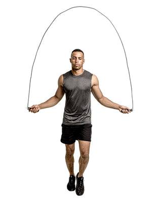Man getting fit with a skipping rope