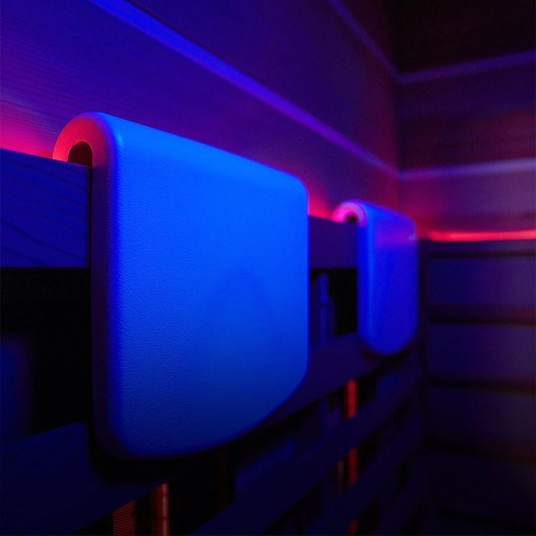 Headrest from inside an infrared sauna
