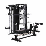 Force USA C10 All-In-One Functional Trainer + Sliding Bench next to each other