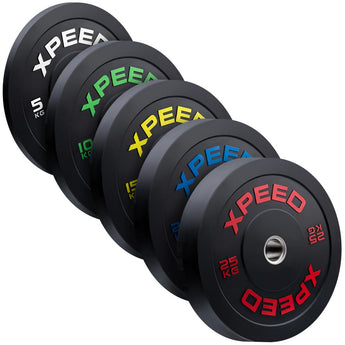 A set of xpeed bumper plates for sale at fitness warehouse