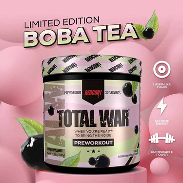 Redcon1 Total War Pre-Workout Dietary Supplement Limited Edition Boba Tea