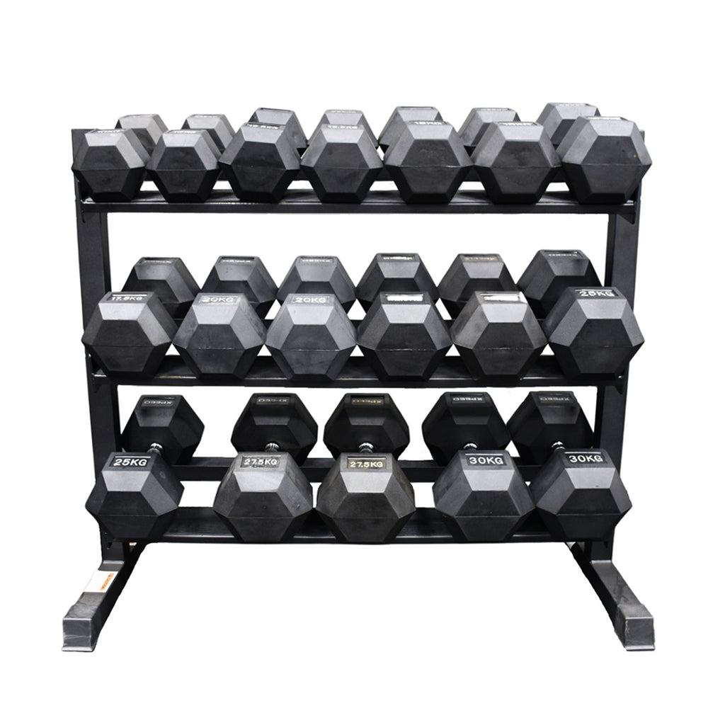 Xpeed 360kg Dumbbell Set + 3 Tier Rack Package Fitness Warehouse