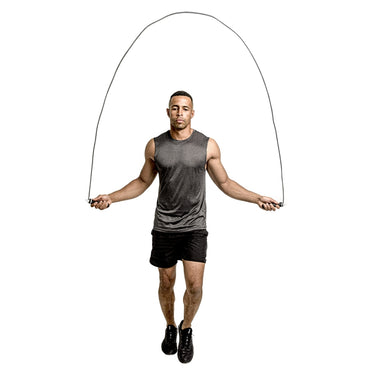 Man getting fit with a skipping rope