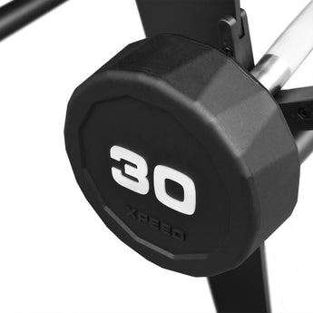 Xpeed Premium 10-30kg CPU Curl Barbell Set + Rack