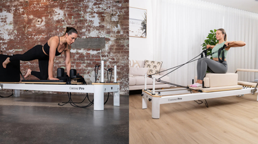 Two Women using Pilates Reformers in their Home Gyms