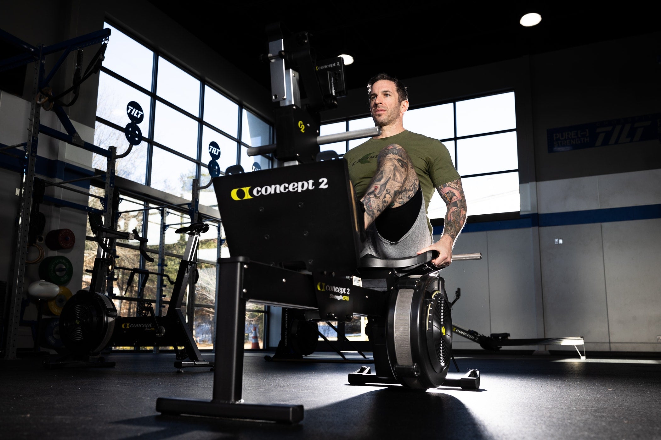 Man Using Concept 2 Strength Erg