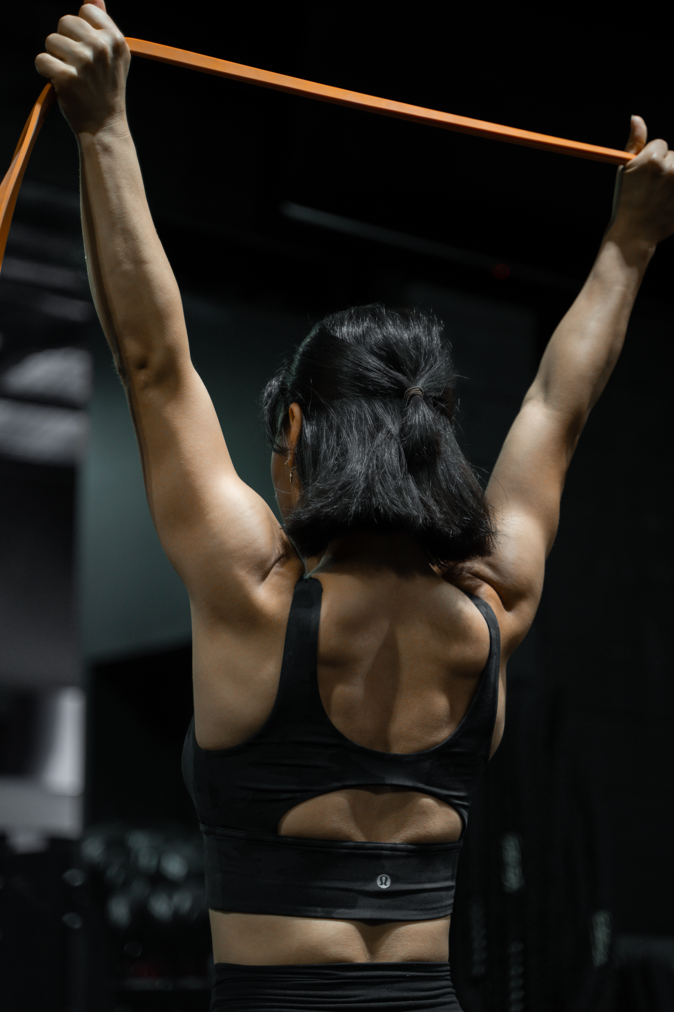 Woman Stretching with a band 