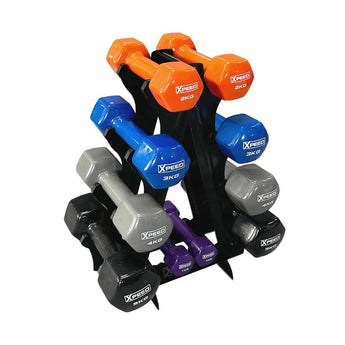 Xpeed PVC Dumbbell Bundle with Rack