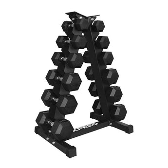 Xpeed 106kg Dumbbell Set + 6 Hold A-Frame Rack
