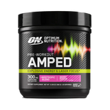 Optimum Nutrition Amped pre-workout supplement container on a white background