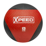 An 8 kg medicine ball with a textured red and black design, featuring a white 'XPEED' logo and '8 KG' text on the front, isolated on a white background.