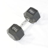 Xpeed Rubber Hex Dumbbell 15kg